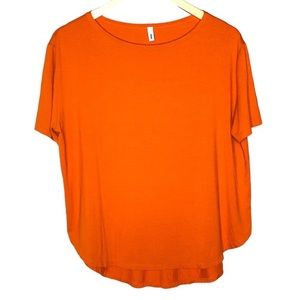 James Perse Burnt Orange Short Sleeve Tee Large Crew Neck Rhinestone Logo